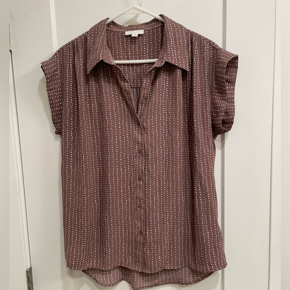 14th and Union brown polka dot top